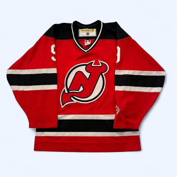 Vintage Red and Black New Jersey Devils Hockey Jersey S
